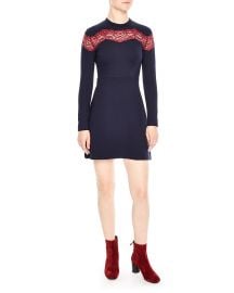 Inset-Lace Fit & Flare Dress at Bloomingdales